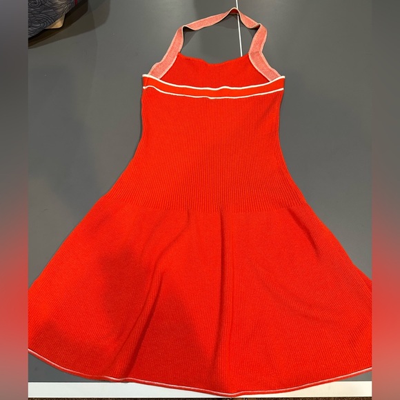 Anthropologie Daily Practice Full Speed Halter Red Mini Dress Ribbed Knit Fabric - Picture 4 of 8